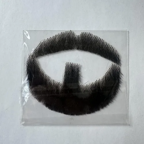 Vista 6 de 100% cabello humano atado a mano completa, encaje invisible, barbas falsas, barba falsa y bigote para hombres, entretenimiento realista, drama, Negro