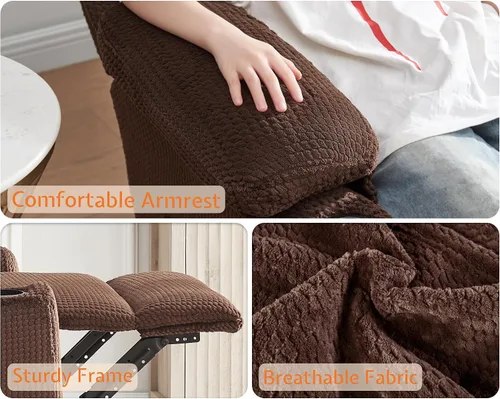 Vista 6 de Jocisland Sofá reclinable, sofá reclinable con portavasos, sofá reclinable de 3 plazas con respaldo de ala doble, cómodos sofás reclinables