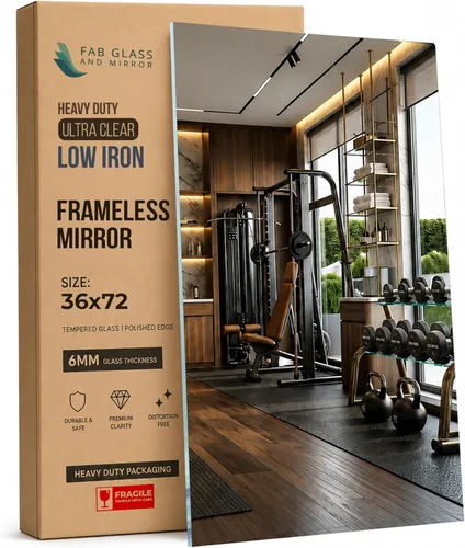 Vista 11 de Fab Glass and Mirror Espejo grande para gimnasio en casa de 48x72 - Panel de pared de vidrio templado HD de longitud completa - Pantalla profesional