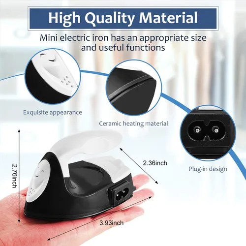 Vista 2 de Honoson - Plancha pequeña, térmica, portátil, práctica, con accesorios de base de carga, ideal para cuentas para planchar, parches, bricolaje, Negro