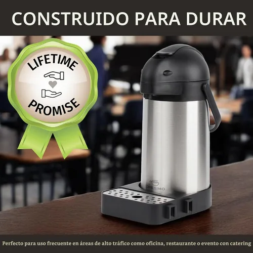 Vista 8 de Jarra de café con bomba y bandeja de goteo, 74 onzas, 2.2 L, 12 horas, jarra térmica para líquidos calientes, dispensador de agua, dispensador