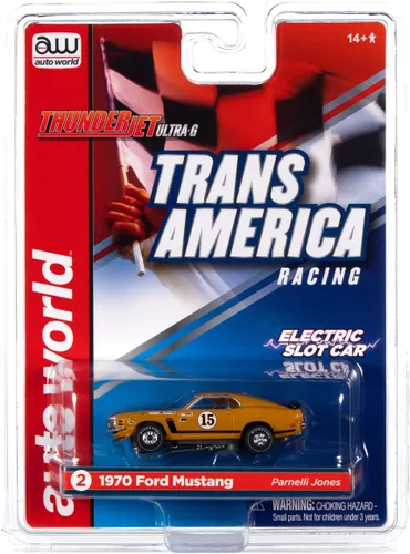 Vista 3 de SC357-2 Auto World Thunderjet Pamelli Jones 1970 Ford Mustang HO Scale Slot Car