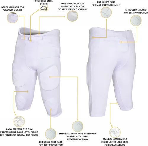Vista 3 de Exxact Sports Pantalones de fútbol integrados para adultos 'Gladiator' Pantalones de juego de fútbol elásticos en 4 direcciones para hombre