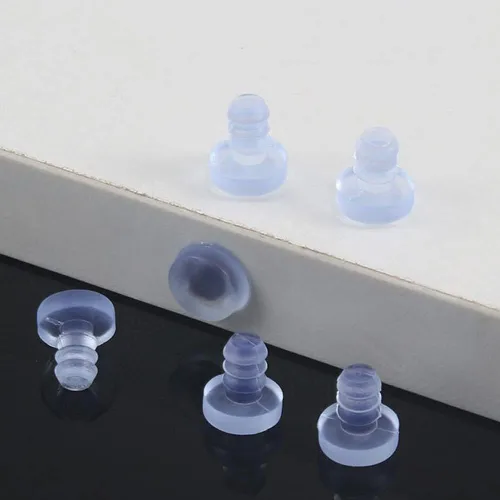 Vista 5 de Parachoques de mesa de cristal con tallo, goma transparente, 0.2 in