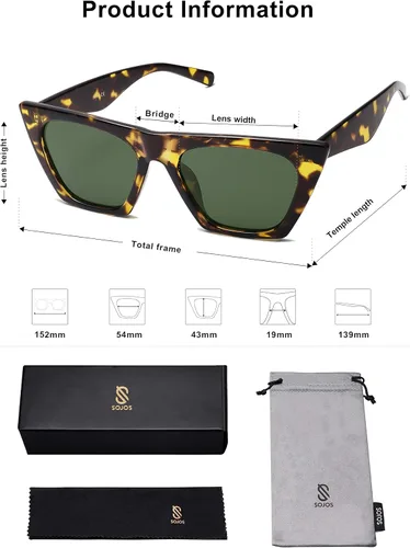 Vista 5 de SOJOS Trendy Oversized Square Cateye Polarized Sunglasses for Women and Men