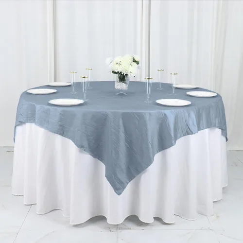 Vista 7 de Tableclothsfactory Mantel cuadrado de tafetán arrugado de acordeón beige de 72 x 72 pulgadas
