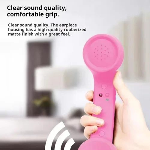 Vista 4 de Teléfono retro con cable, teléfono celular para iPhone, receptor de mango fijo estilo teléfono tipo C con micrófono, botón de respuesta, práctico