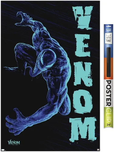 Vista 18 de Trends International Marvel Venom: Let There be Carnage - Póster de pared negro y azul, 22.4 pulgadas de largo x 14.7 W, versión enmarcada de madera