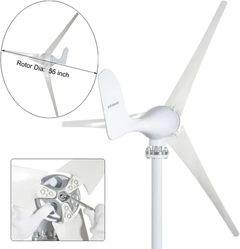 Vista 4 de Generador de turbina eólica de 400 W AC 12 voltios Economy 3 cuchillas molino de viento para sistema híbrido solar eólico 8.2 ft/s Velocidad