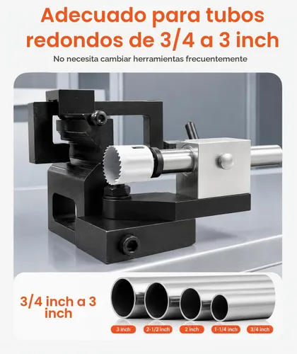 Vista 2 de Pipe Notcher Industrial Professional Pipe & Tube Notcher Punch una herramienta de prensa para ángulo de 0-50 grados, resistente: Manijas 3/4" - 3