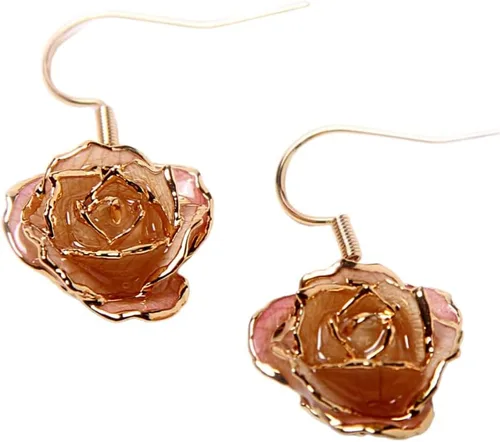 Vista 14 de Eternal Rose Pendientes colgantes de oro de 24 quilates con flor de rosa real para mujer Azul terciopelo