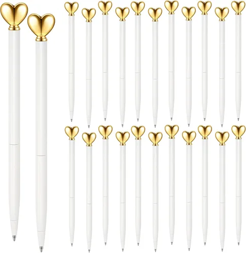 Vista 16 de Thenshop 24 piezas de bolígrafos con forma de corazón retráctiles de metal, lindos bolígrafos de 1.0 mm, tinta negra, bolígrafos de bola