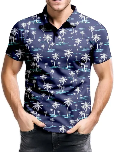 Vista 143 de Camisa de golf de los años 80 para hombre, ajuste seco, manga corta, estampada, divertidas, camisas de golf de los años 90 para hombre