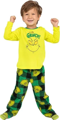 Vista 6 de Dr. Seuss Grinch - Conjunto de pijamas de Navidad para niños y adultos a juego, para familia, con medias