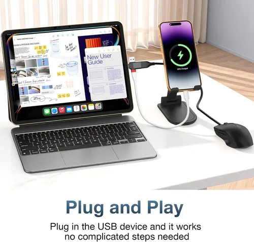 Vista 4 de BUISAMG Adaptador USB a USB C, adaptador USB C a A, divisor USB C para MacBook Pro, iMac, iPad Air, convertidor Thunderbolt 4, iPhone 17 16.