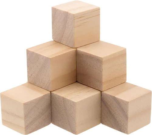 Vista 6 de 800 cubos de madera de 3/4 pulgadas a granel, bloques de madera cuadrados sin terminar de 0.8 pulgadas, bloques de madera lisos en blanco