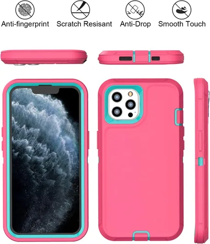 Vista 5 de Funda diseñada para iPhone 11 Pro Max protección resistente 3 en 1 de cuerpo completo con 2 protectores de pantalla, funda protectora resistente