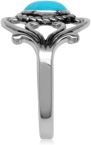 Vista 3 de Silvershake Bezel Set Cabochon Gemstone Surrounded by Twisted Rope White Gold Plated 925 Sterling Silver Victorian Style Ring