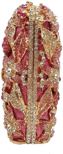 Vista 3 de DEBIMY Elegante bolsa de mano de noche con flores para bodas, fiestas, bolsas de noche con diamantes de imitación para mujeres, cócteles, fiestas