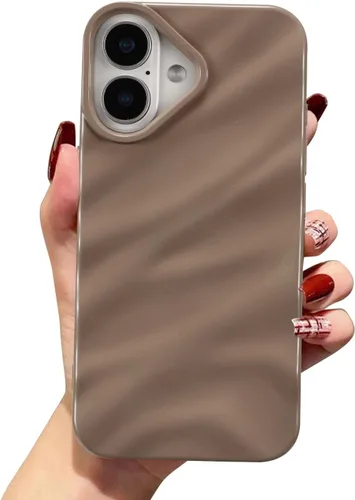 Vista 68 de QLTYPRI Funda compatible con iPhone 11, bonita funda con patrón de ondas de agua para niñas y mujeres, delgada, satinada, brillante, suave, de Beige
