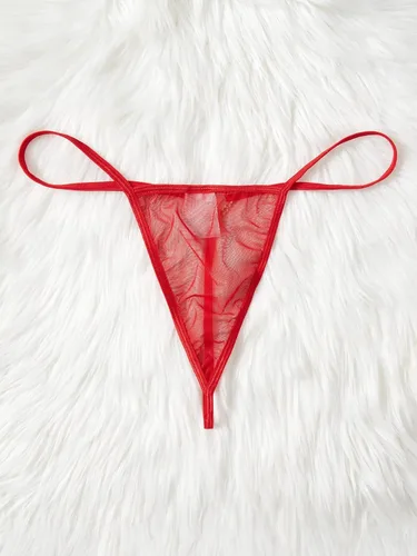 Vista 2 de SHENHE Ropa interior de malla transparente con anillo de corazón en T para mujer, talla grande