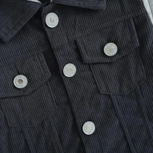 Vista 5 de Chaqueta de pana con capucha de manga larga con botones para bebé niño y niña, ropa de invierno para niños pequeños