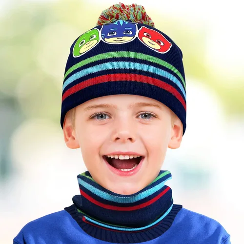 Vista 3 de PJ Masks Conjunto de tres piezas de gorro de invierno guantes y bufanda polaina