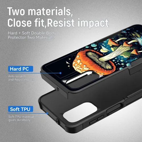 Vista 154 de Funda para Galaxy A14 5G, resistente de doble capa híbrida de policarbonato duro, goma suave, a prueba de golpes, funda protectora resistente