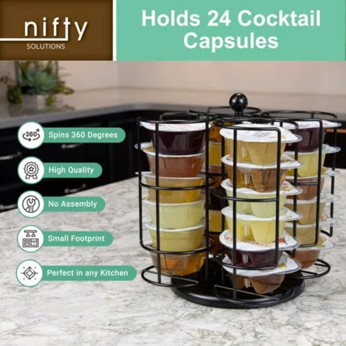 Vista 5 de Nifty Solutions Compatible con cóctel Bartesian con capacidad para hasta 24 cápsulas, giros de 360 grados, mediano (paquete de 1), negro, (5620)