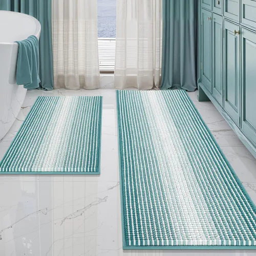 Vista 63 de BSICPRO Tapetes de baño de felpilla, 20 x 32 pulgadas, antideslizantes, absorbentes, suaves, peludos, para baño, lavables a máquina (salvia)