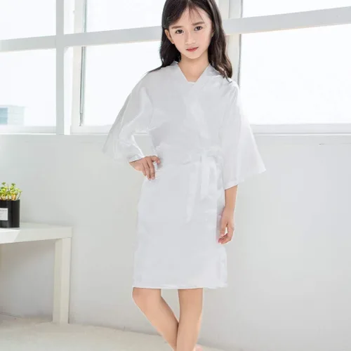 Vista 2 de Pijamas de Navidad para niña, kimono, ropa de baño de seda satinada, batas para bebé