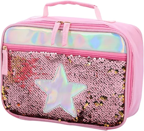 Vista 10 de Bolsa de almuerzo con lentejuelas con aislamiento de mano, bolsa de transporte espaciosa reutilizable, bolsa de transporte, kit de comida de viaje