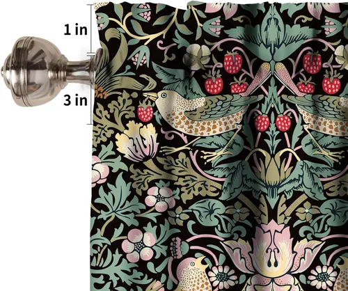 Vista 5 de William Morris - Cenefa de cocina, diseño retro de ladrones de fresas, estampado floral, para cocina, sala de estar, baño, cafetería, decoración