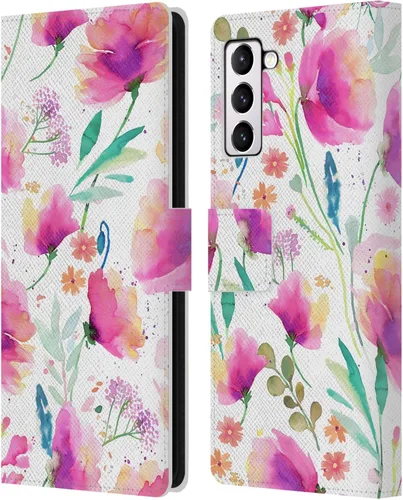 Vista 200 de Head Case Designs Officially Licensed Ninola Abstract Poppies Lilac Floral Leather Wallet Case Compatible with Samsung Galaxy A07 4G