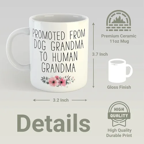 Vista 2 de Suchmugs Taza promocionada a la abuela, taza de café New Nana de 11 onzas, sorpresa para revelar el bebé, anuncio de embarazo de abuela por primera