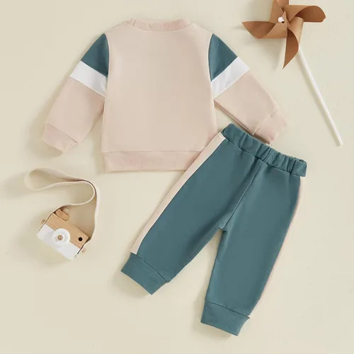 Vista 52 de Conjunto de sudadera de manga larga con cuello redondo y pantalones deportivos para bebés, ropa de invierno para bebé