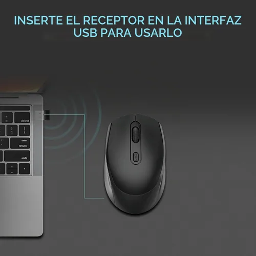 Vista 6 de ONE-UP Ratón inalámbrico, 2.4G, silencioso, receptor nano USB, para laptop, Chromebook, PC, Mac, Windows y trabajo escolar (negro)