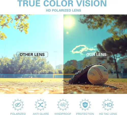Vista 3 de suoso Gafas de sol polarizadas deportivas para niños gafas de sol de béisbol juvenil, gafas de ciclismo para niños y niñas de 6 a 12 años, ligeros