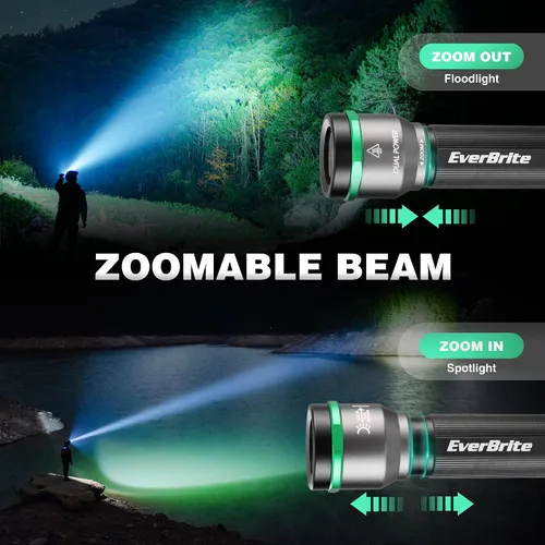 Vista 7 de EverBrite Linterna pequeña de 1000 lúmenes, 5 modos de zoom de doble potencia, mini linternas de alto lúmenes, batería recargable o AA, linterna