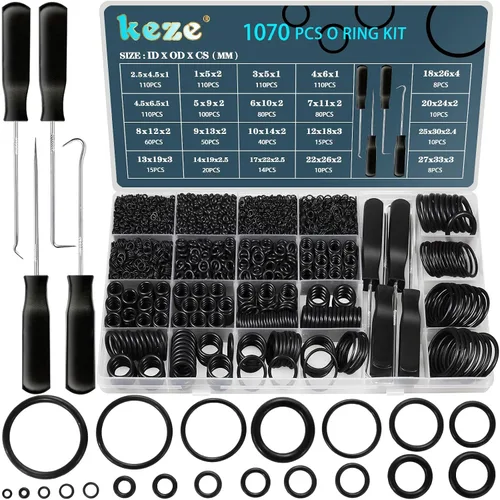 Vista 11 de KEZE - Juego de 826 piezas de juntas tóricas universales SAE y métricas, surtido de 32 tamaños métricos y en pulgadas en 2 cajas con juego de 4