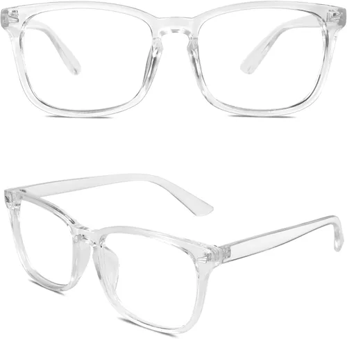 Vista 7 de Happy Store CN81 - Gafas de gran tamaño con montura UV 400 transparente Azul