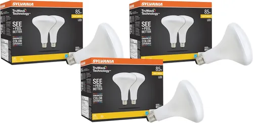 Vista 9 de Sylvania TruWave BR40 Bombilla LED, 85 W = 12 W, base media, regulable, esmerilada, 2700 K, blanco suave, paquete de 2 (40785)