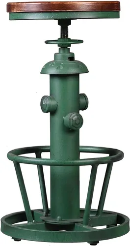 Vista 4 de LOKKHAN American Antique Steampunk Deco Taburete de bar industrial vintage retro elegante diseño de boca de incendios ajustable giratorio