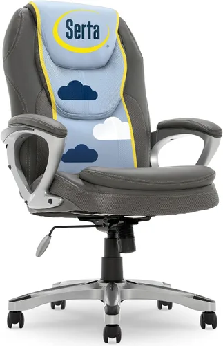 Vista 15 de Silla Serta, Negro Contoured Lumbar Lower Back Support, Back Pain Relief Chair, Adjustable Height and Recline, Work From Home Desk Chair, Black
