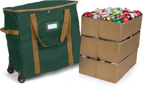 Vista 86 de Covermates Keepsakes Bolsa de almacenamiento ajustable para adornos, con asas de transporte, protección acolchada, ruedas dobles, almacenamiento