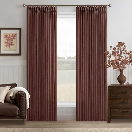 Vista 38 de TWODRAPES Cortinas de Lino Plisadas con Pinza Beige Blancas de 54 Pulgadas de Largo 2 Paneles para Comedor Cocina Dormitorio Plisadas Semi
