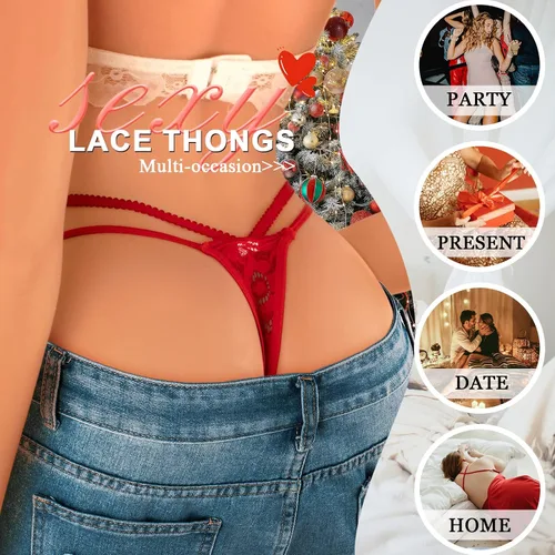 Vista 75 de Ropa interior con purpurina transpirable con encaje sexy para mujer