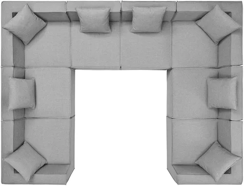 Vista 3 de Modway EEI-4388-GRY Saybrook Sofá seccional tapizado para patio en gris, juego de 8 piezas