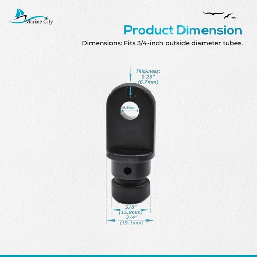 Vista 5 de MARINE CITY Black Nylon Bimini Top Eye End Cap, Round Inside Eye End, Lightweight, Outer Diameter, Ideal for Marine, Boats, Yachts, Ships, and
