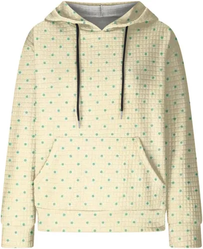 Vista 5 de Ceboyel Sudaderas con capucha de punto gofre para mujer, sudaderas con cordón de ajuste, suéteres casuales de moda, cómodos trajes de otoño